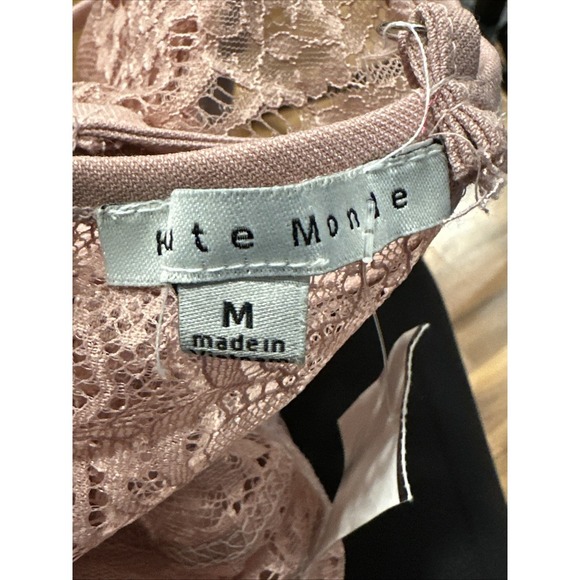 Haute Monde Medium Pink Denim Lace Corset Dress Molded Cup Adjustable Straps NWT - Picture 4 of 6